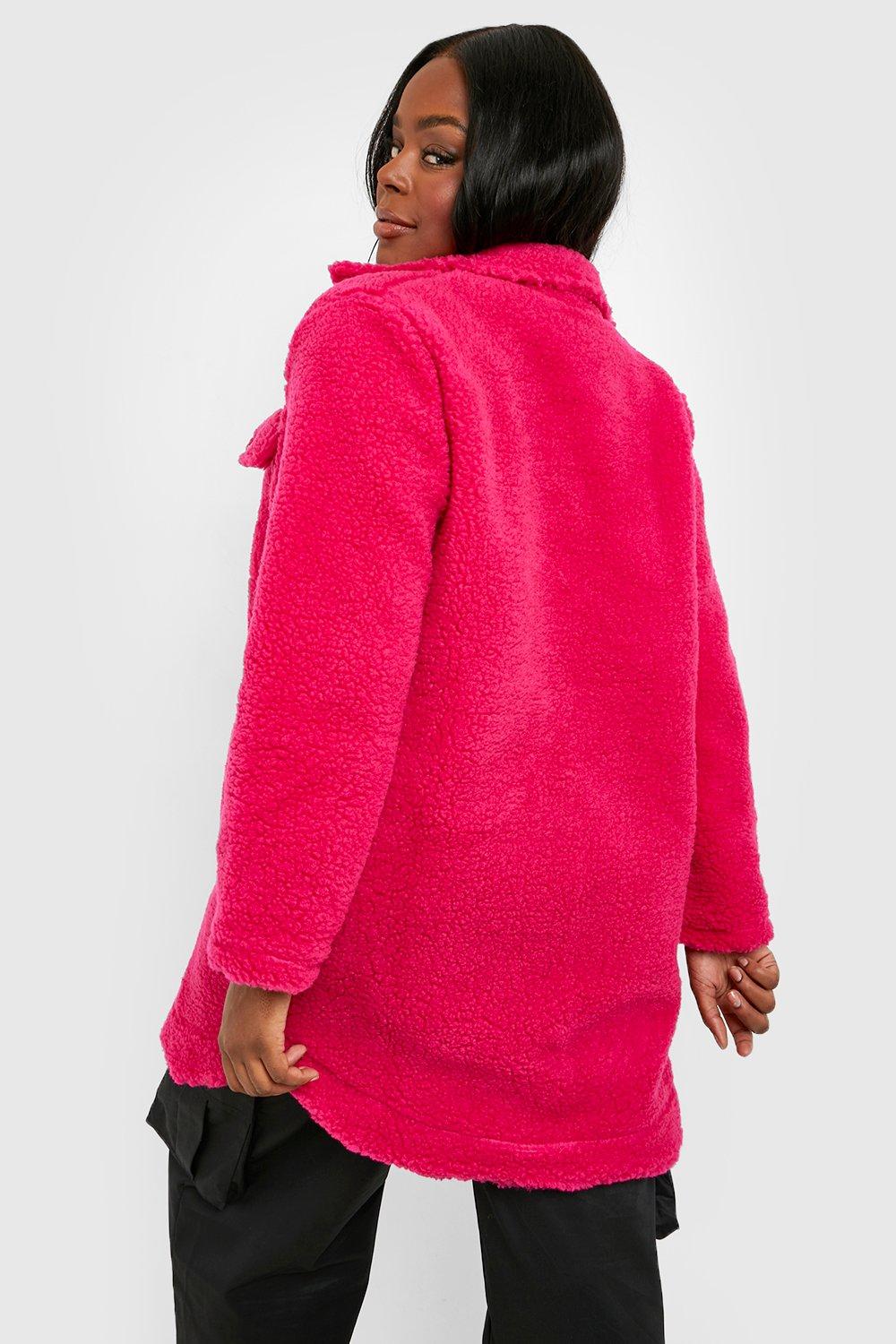 Bright pink teddy outlet coat